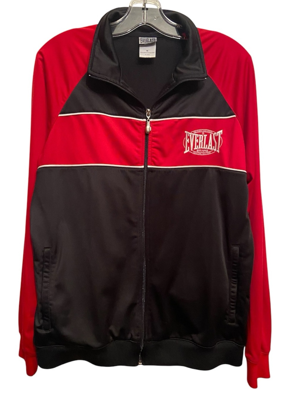 Vintage Everlast red &black Men’s Boxing Warm Up Full-zip track jacket, Medium